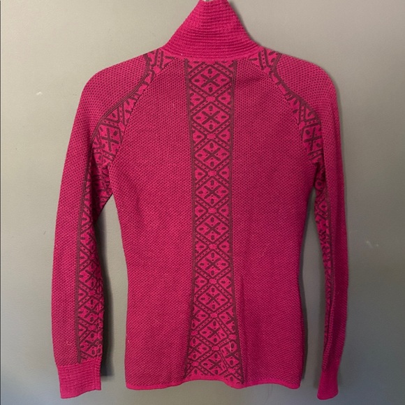 Smartwool XS Pink and maroon Patterned wool Zip-Up Sweater - Picture 3 of 4